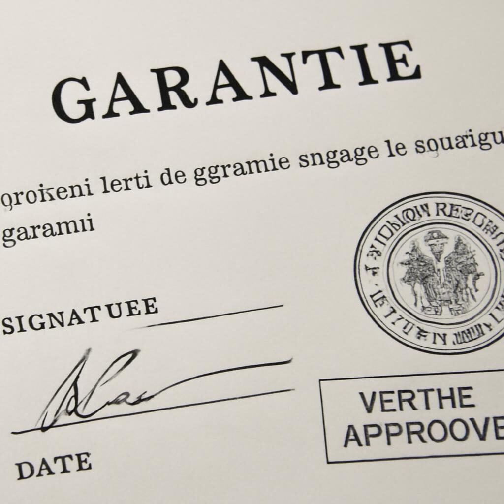 Acte de cautionnement officiel avec tampon et signature