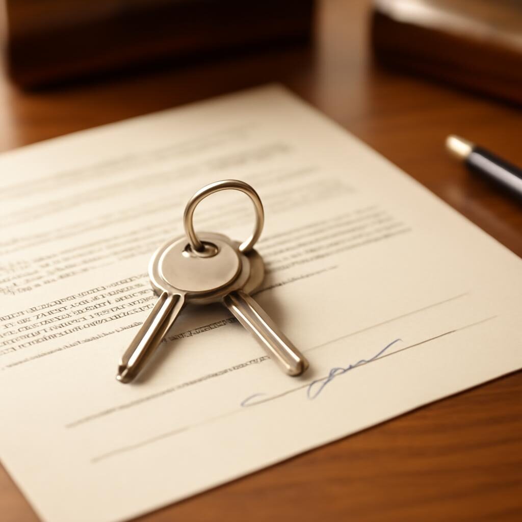 Clés de maison sur un acte de vente signé