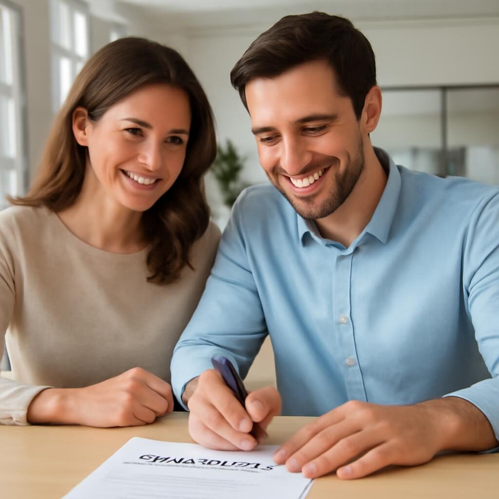 Couple signant un contrat de rachat de crédit FICP