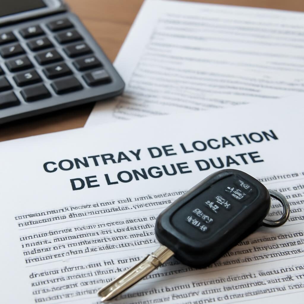 Contrat de LLD pour auto-entrepreneur avec clés de voiture sur le bureau