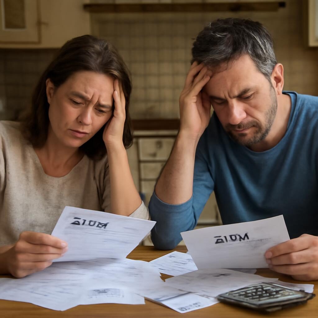 Rachat de crédit surendettement : couple en difficulté financière
