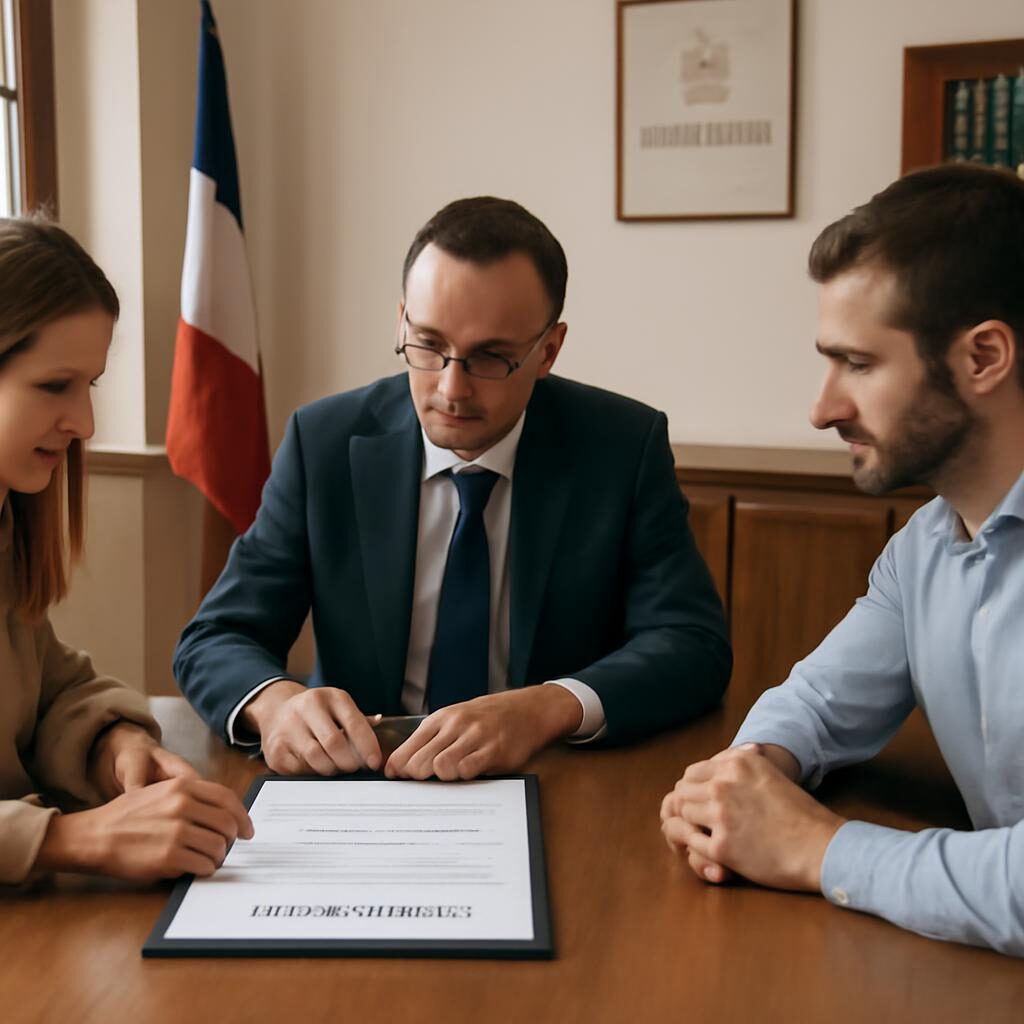 Bureau de notaire avec signature de compromis de vente