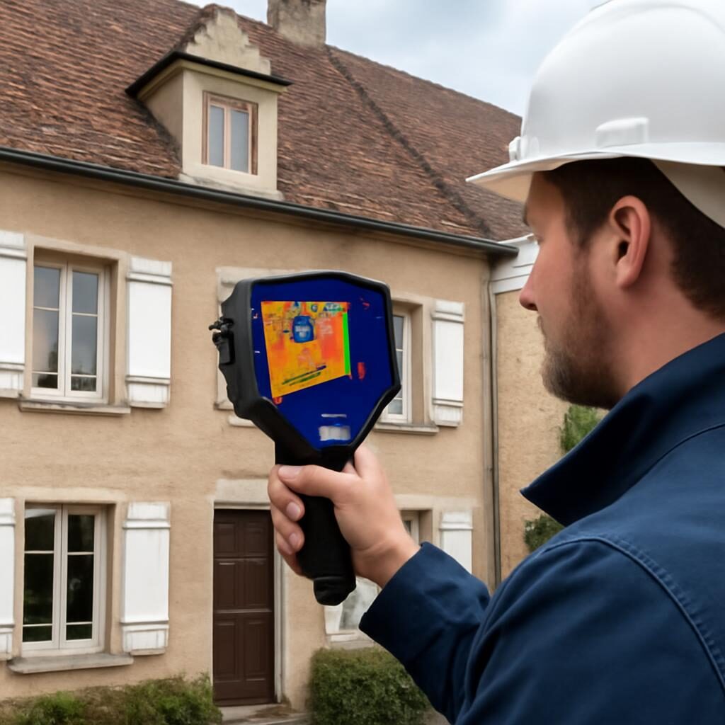 Thermographe inspectant un logement pour le DPE
