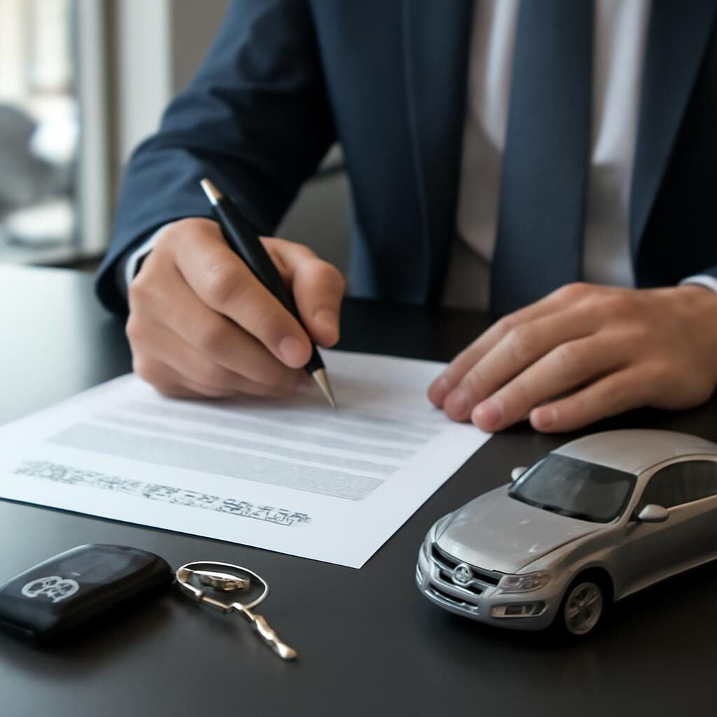Signature contrat de leasing automobile LOA LLD