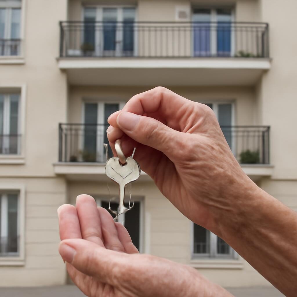 Mains de senior tenant les clés d'un nouveau logement