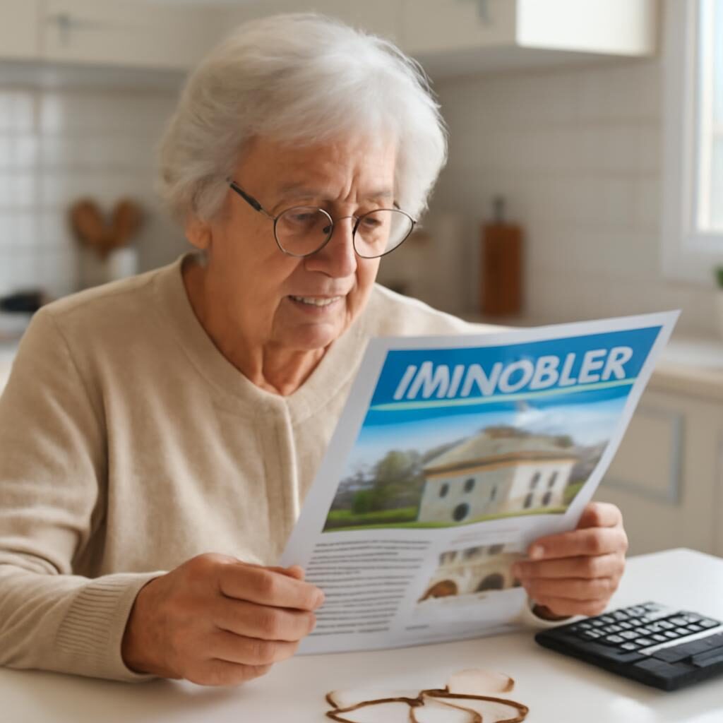Senior lisant une documentation immobilière à la maison