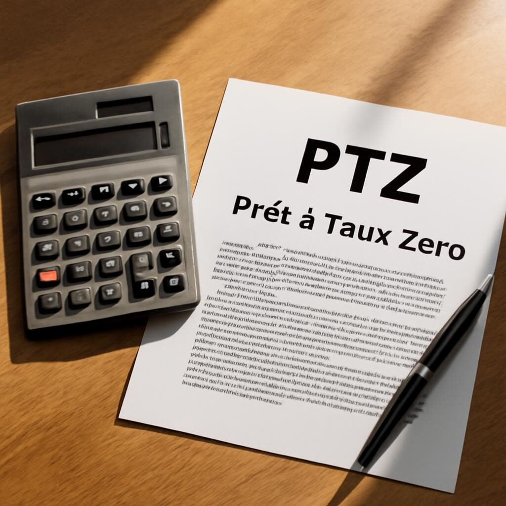 Calculatrice et documents PTZ sur bureau pour calcul des montants