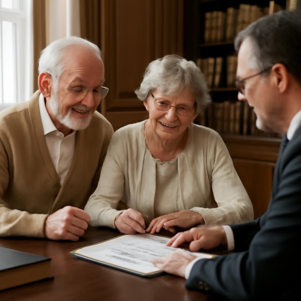 Vente en viager signature chez le notaire couple de seniors